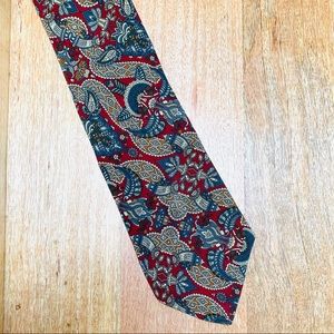 Men’s Christian Dior Paisley Print Neck Tie Burgundy 100% Silk